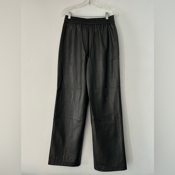 HALOGEN Faux Leather Wide Leg Pants in Rich Black - Picture 4 of 9